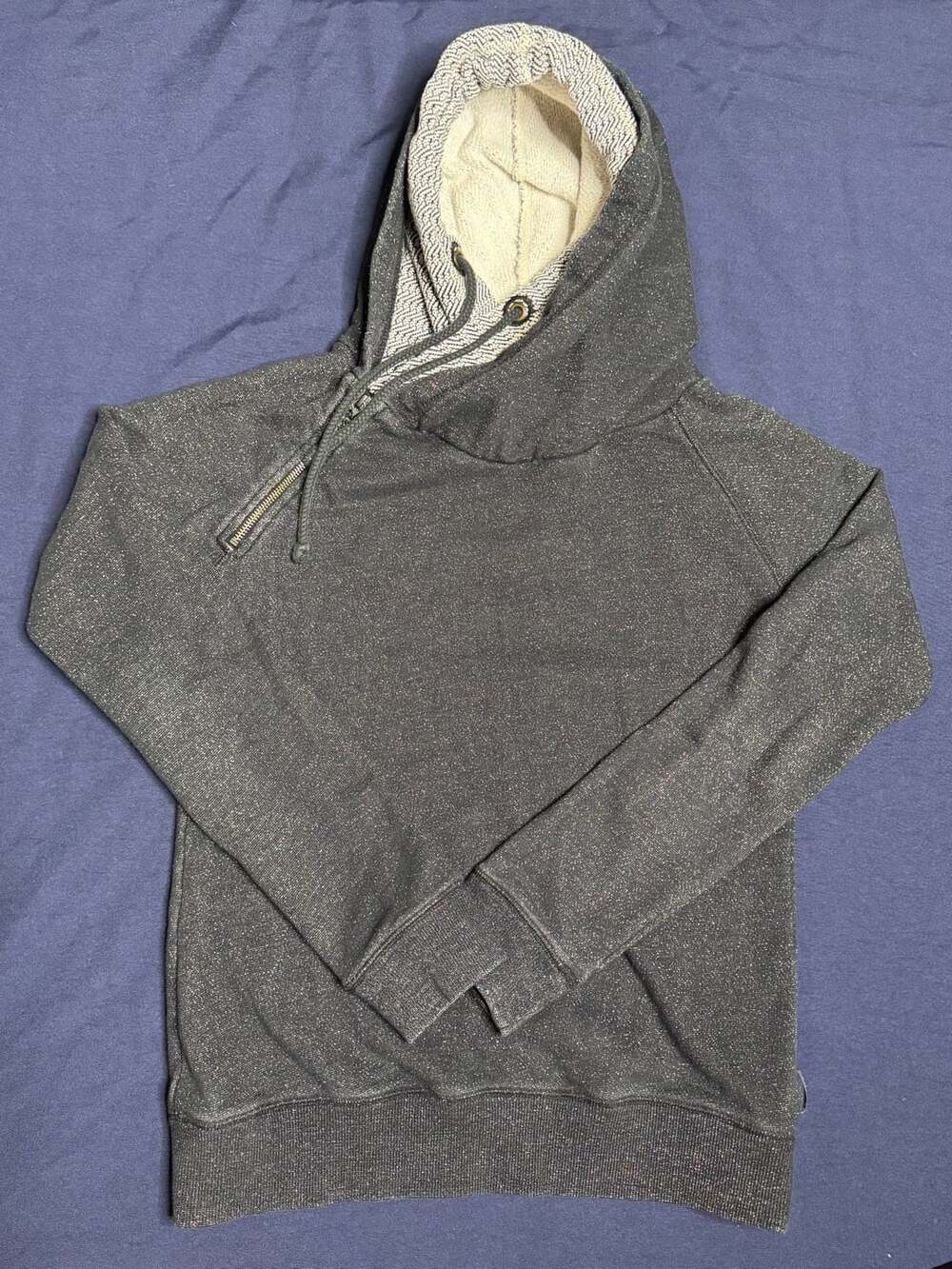 Maison Scotch Metallic Sparkle Double Layered Hood Hoodie Charcoal Gray Size 3